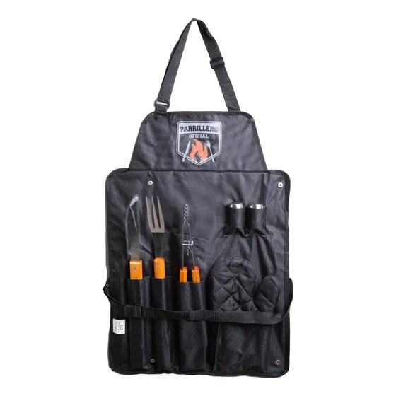 Set Full Parrilla Brasas 7 Pzas - Completo con Delantal