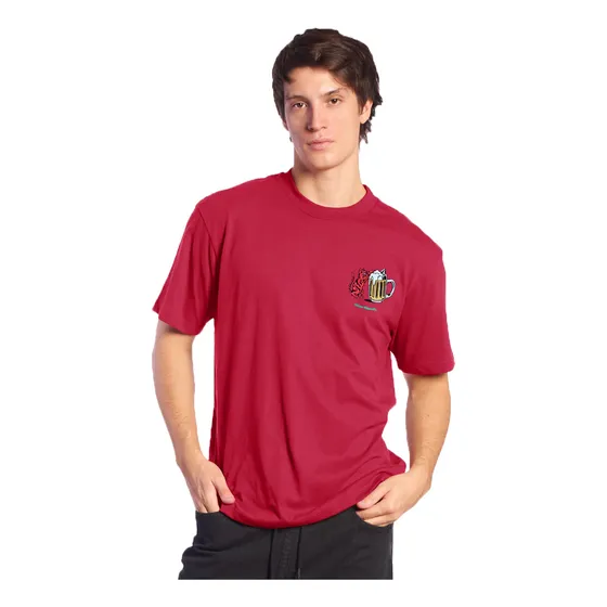 Remera Volcom Lifestyle Hombre Sv Curious Cat Bermellon Cli