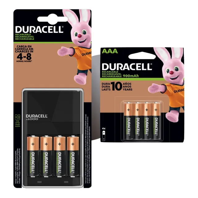 Kit Cargador Duracell C/4 Pilas Aa Cef14+ 4aaa 900mah