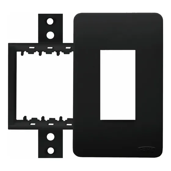 Placa Com Suporte 1 Módulo Sobrepor Sistema X Externo Preto