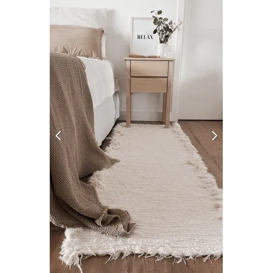 Alfombra Handira Telar 110x65 Cm Ancho 65 cm Color Crudo Diseño de la tela Lisas Largo 110 cm