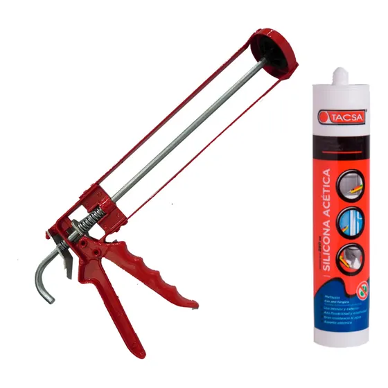 Sellador Silicona Transparente 280ml + Pistola Aplicadora