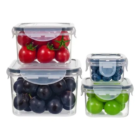 Conjunto 4 Potes Hermeticos Transparente Vasilhas Plasticas Transparente