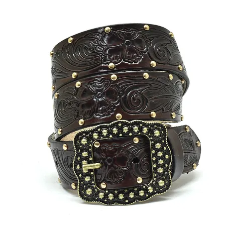 Cinto Country Em Couro Margarida Com Cravo Atrevidu's