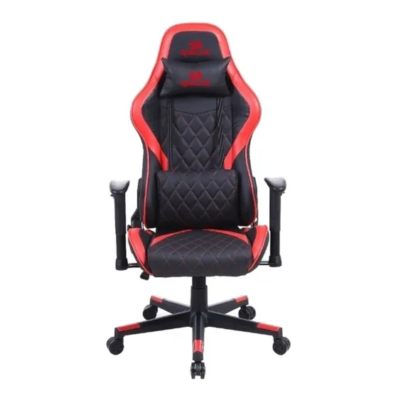 Silla de escritorio Redragon Gaia C211 gamer ergonómica negra y roja con tapizado de cuero sintético