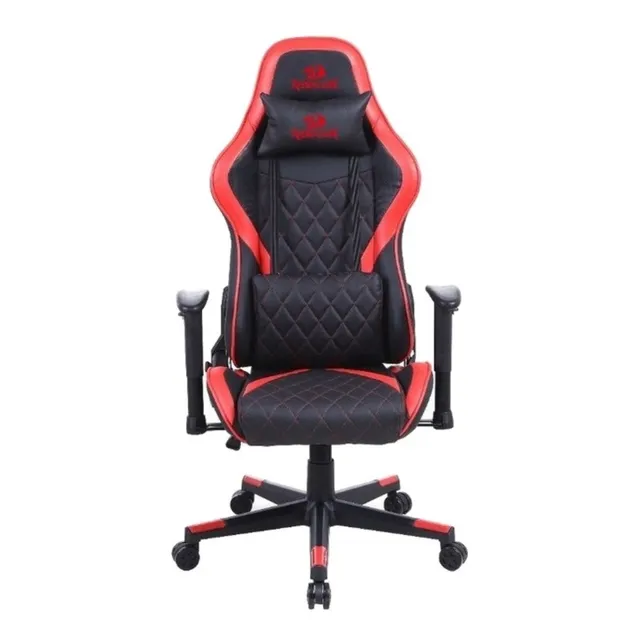 Silla de escritorio Redragon Gaia C211 gamer ergonómica negra y roja con tapizado de cuero sintético