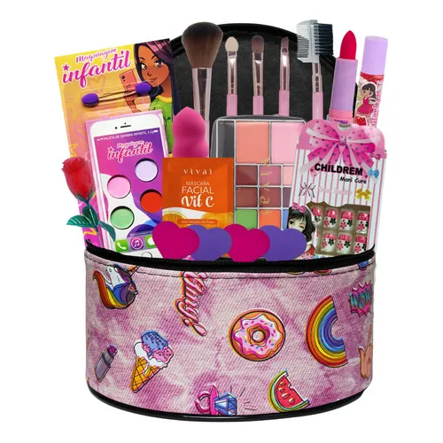 Estojo Maquiagem Infantil Com Anvisa Maleta Baú  Kit Make 