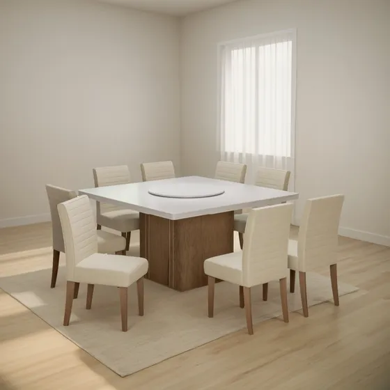 Conjunto De Mesa Sala De Jantar Com Tampo Giratório 1,36m