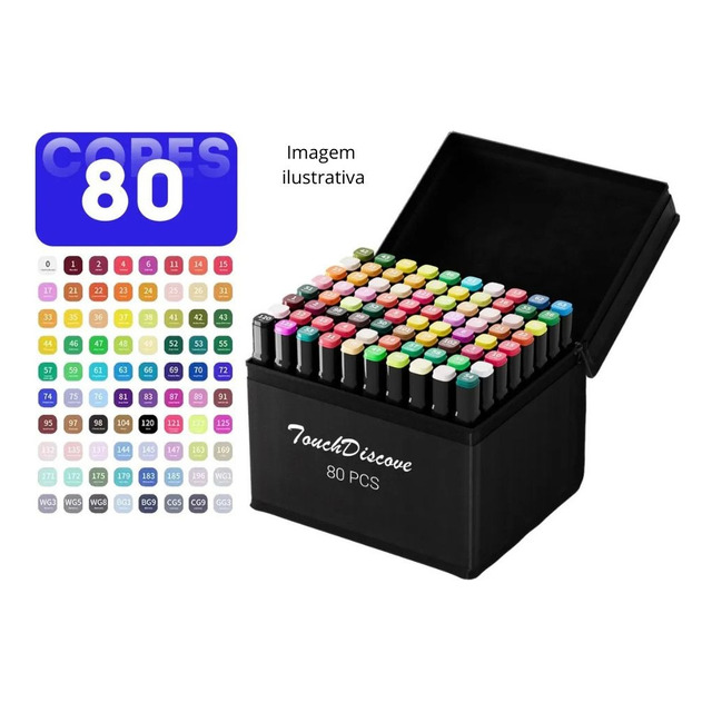 Conjunto Canetas Marcador Canetinha Ponta Dupla 80 Cores Kit Conjunto Canetas Marcador Canetinha Ponta Dupla 80 Cores Kit
