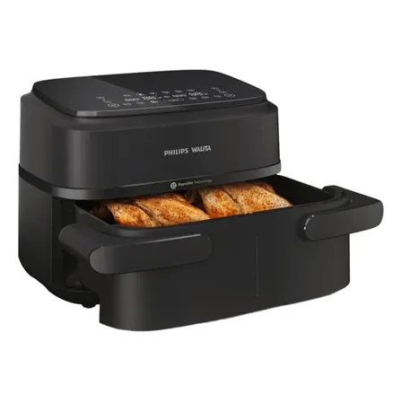 Fritadeira Airfryer Duplo Cesto Preto Philips Walita Preto