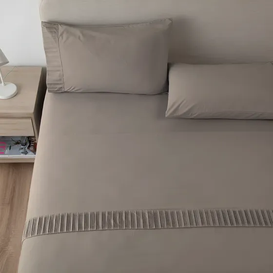 Sabanas Hotel Casatua + Fundas Almohadas Super King - Beige Liso