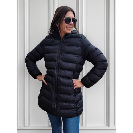 Campera Inflable Mujer Larga Con Corderito Premium