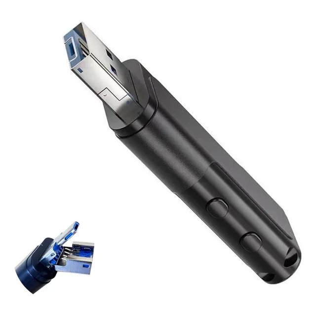 Grabadora Espia Microfono Activada Por Voz Salida Otg 32gb Color Negro