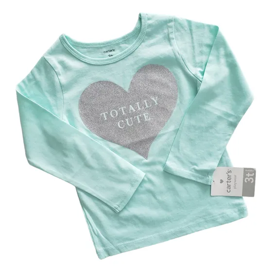 Remera Manga Larga Oshosh Niña Verde Agua Out 3 Años