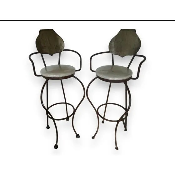 2 Sillas Para Bar En Hierro Forjado De Diseno
