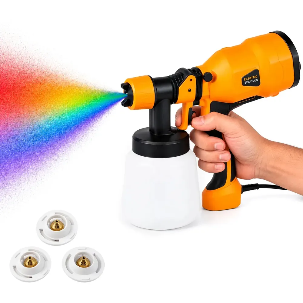 Pistola De Pintura Pulverizadora Hvlp Portátil 1.1l 650w Amarelo/preto