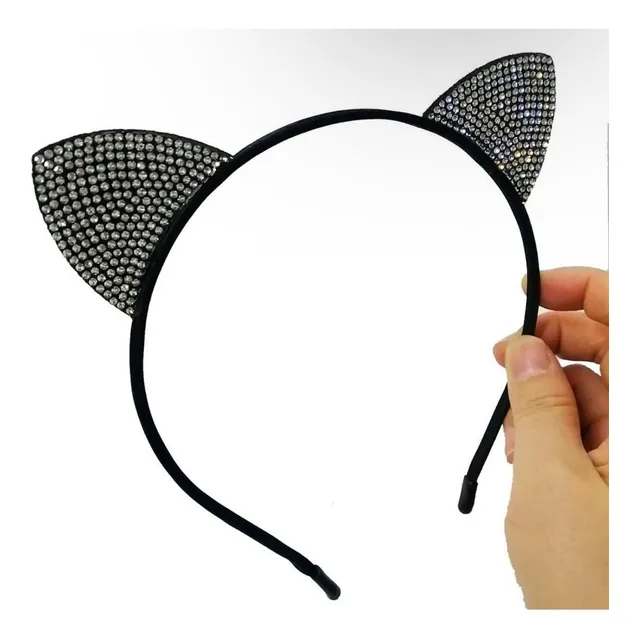 Tiara Pedraria Strass Orelha Gato Gatinho