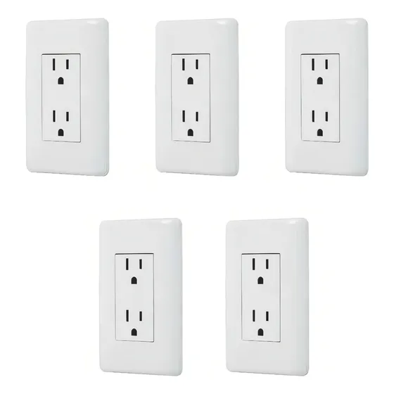Kit De 5 Contacto Duplex, 2 Polos + Tierra Color Blanco
