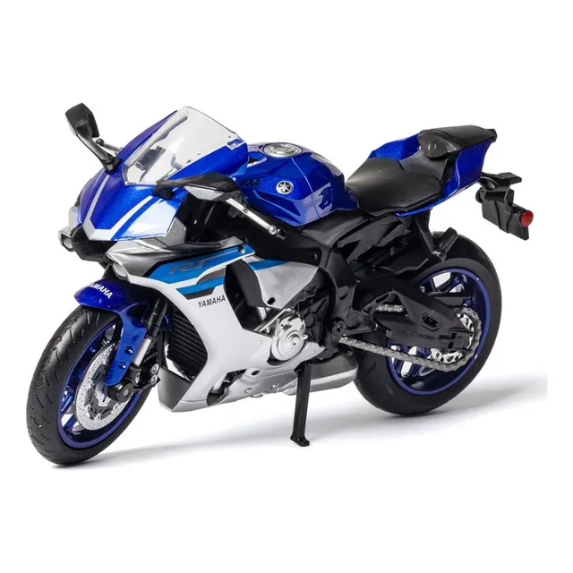 Moto Yamaha Yzf R1 Miniatura 1:12 Con Base, Llavero, Casco