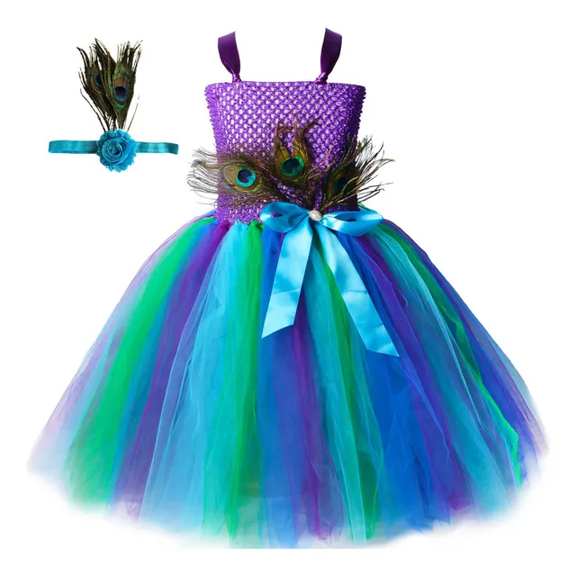 \ Vestido De Princesa Con Forma De Pavo Real Para Niños,
