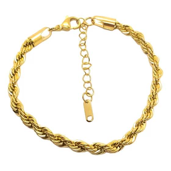 Pulsera Acero Inoxidable Turbillón Ajustable Baño Oro 18k