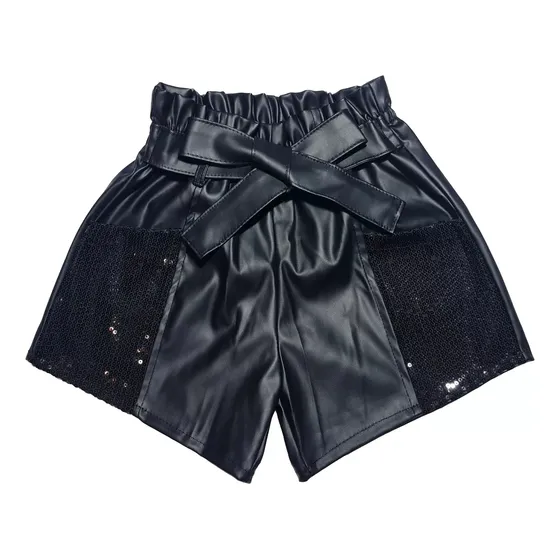Short Engomado Niña Eco Cuero Infantil