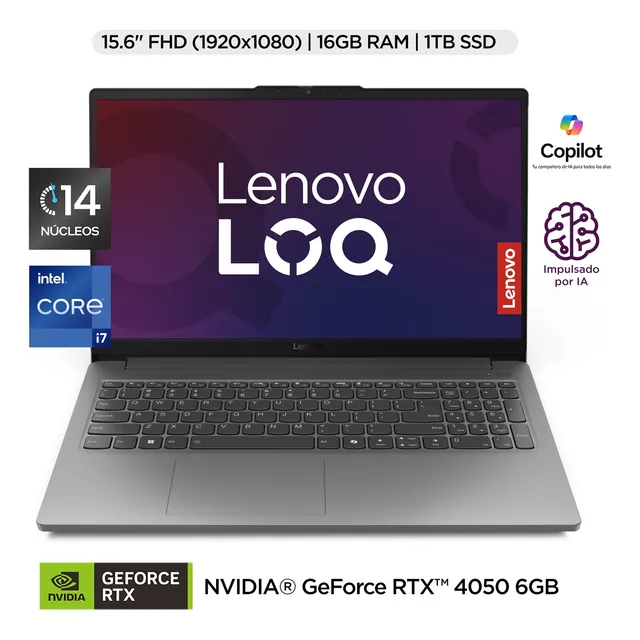 Laptop Lenovo Loq Core I7 16gb Ram 1tb Ssd|rtx4050 Pc Con Ia Lunar Grey