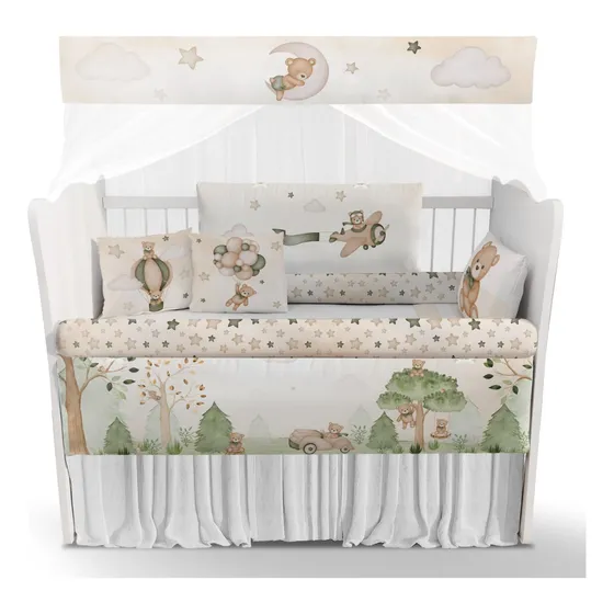 Kit Berço Urso Floresta Ursinho Baloeiro Infantil Bebê Kt503