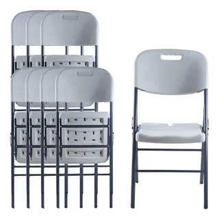 Combo 2 Pack 4 Sillas Plegables Blanca Color Blanco Lisa