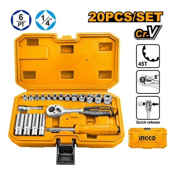 Set Dados Y Chicharra Ingco Industrial 20 Piezas 1/4