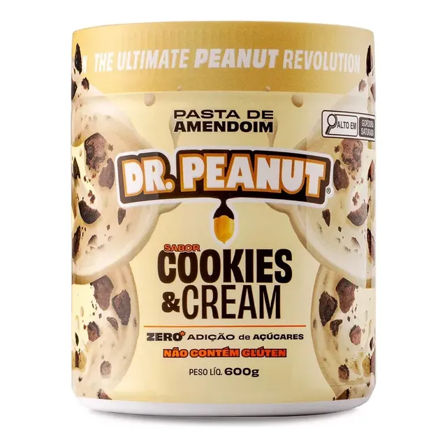 Pasta Amendoim Dr. Peanut Cookies & Cream 600g