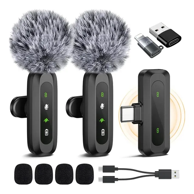 Bakeway Micrófonos Inalámbrico Lavalier Para iPhone iPad Y Android,microfono Condensador Cancelación De Ruido Excepcional De Alta Duración