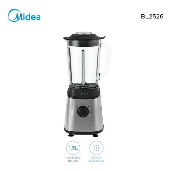 Licuadora Midea Bl2526 Acero Inox Jarra De Cristal De 1.5l
