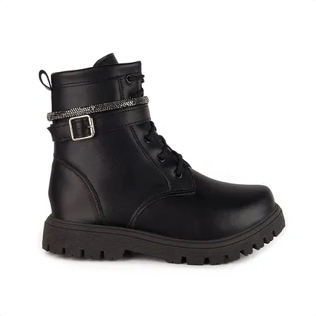 Bota Coturno Tratorado Infantil Menina Fashio Tira De Strass