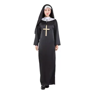 Disfraz Halloween Mujer Monja Tradicional Cosplay Cruz, Vestido Disfraz De Monja Para Mujer