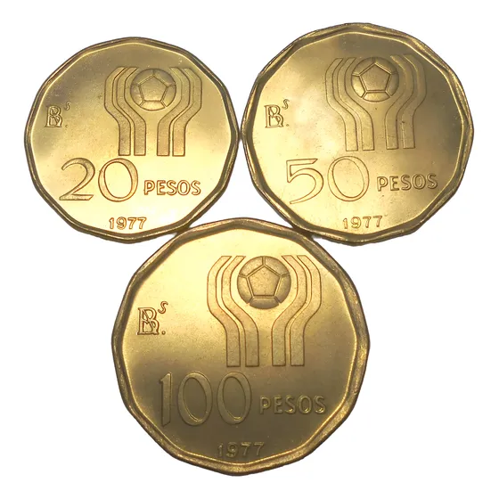Argentina Lote 20 - 50 - 100 Pesos 1977 - Mundial Fútbol 78