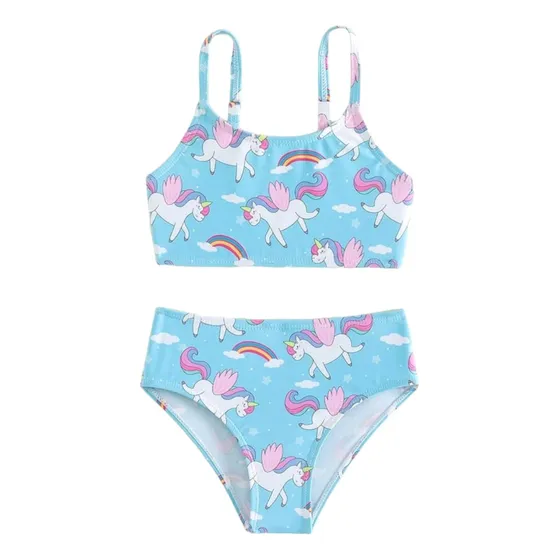 Bikini Azul Con Estampado De Unicornio