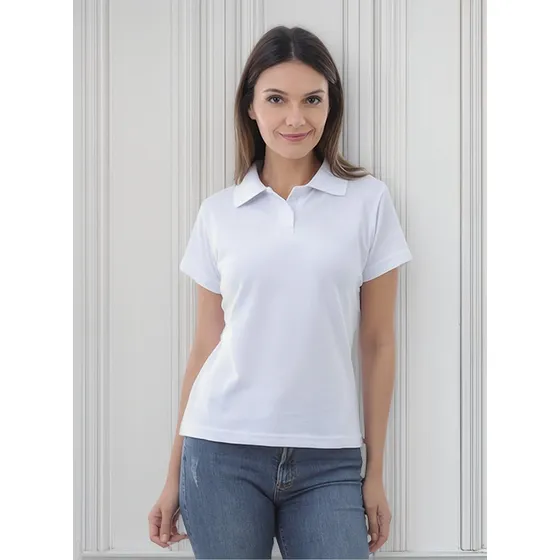 Camisa Pólo Feminina Camiseta Com Gola Levemente Acinturada