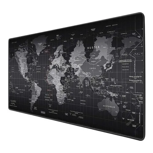 Mouse Pad Gamer Speed Extra Grande 70x35 Mapa Mundi Preto