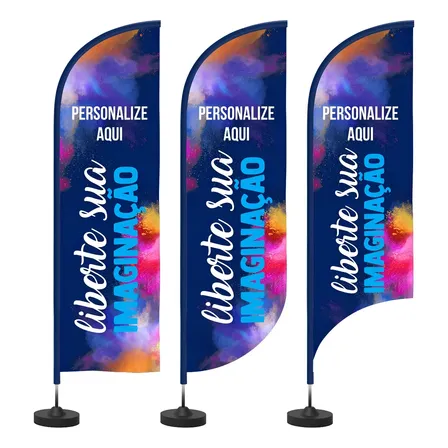Kit 2 Windbanner Flag Dupla Face Band Comp Haste+base+tect