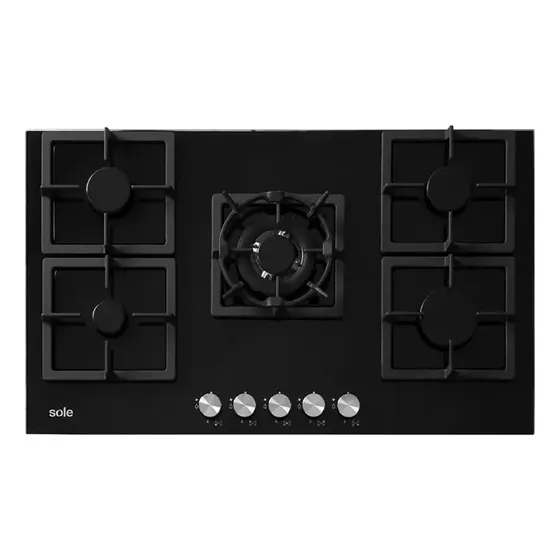 Cocina Empotrable Sole Acero Vidrio Top 5q 86cm Solco041 Color Negro | Cuotas sin interés