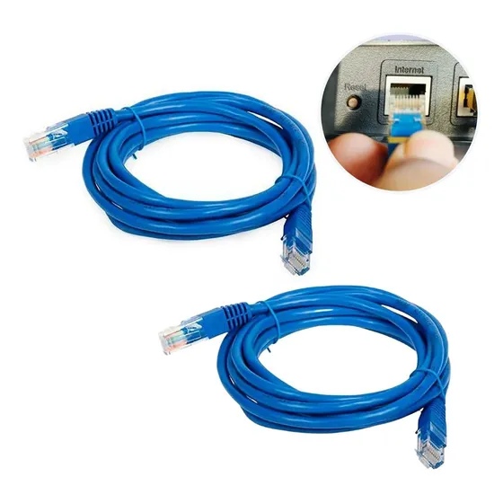 Kit 2 Cabo Rede Internet 5 Metros Grande Pronto Para Ps4 Ps5