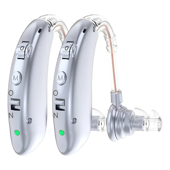 2x Aparelho Auditivo Amplificador De Som Surdez Recarregavel