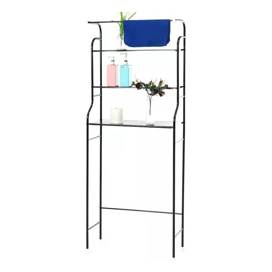 Mueble Organizador Lavarropas Lavadero Baño 3 Estantes Raitot Negro