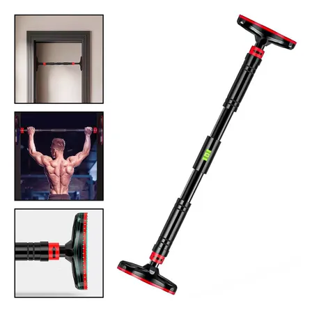 Barra Ejercicios Pro Boomfit Puerta Dominada Flexiones 68 a 100cm 2 Pies De Anclaje Soporta Hasta 200kg Con Superficie Antideslizante Con Nivelador Con Sus Seguros Laterales