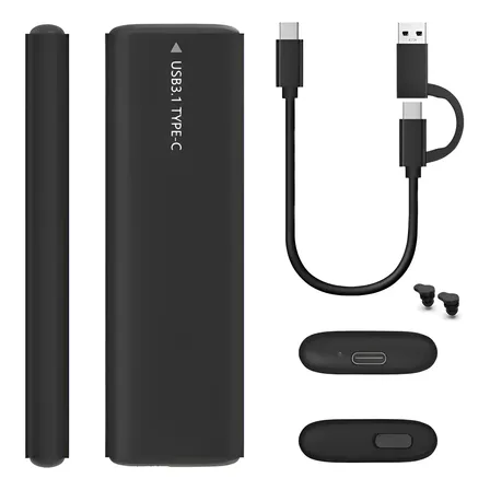 Cofre Case Disco Ssd M.2 Nvme & Sata Usb-3 & Usb-c Aluminio Negro