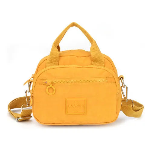 Bolsa Transversal Tactel Up4you Divisórias E Alça Regulável Cor Amarelo