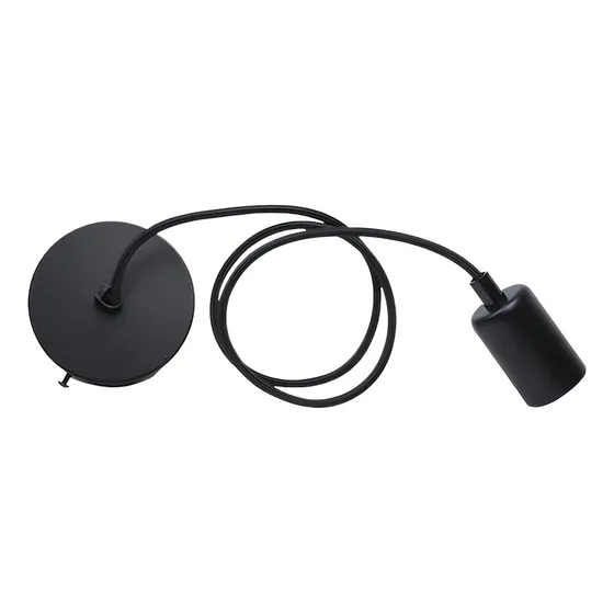 Portalampara Techo Vintage Colgante 100cm Base E27 P/foco Color Negro