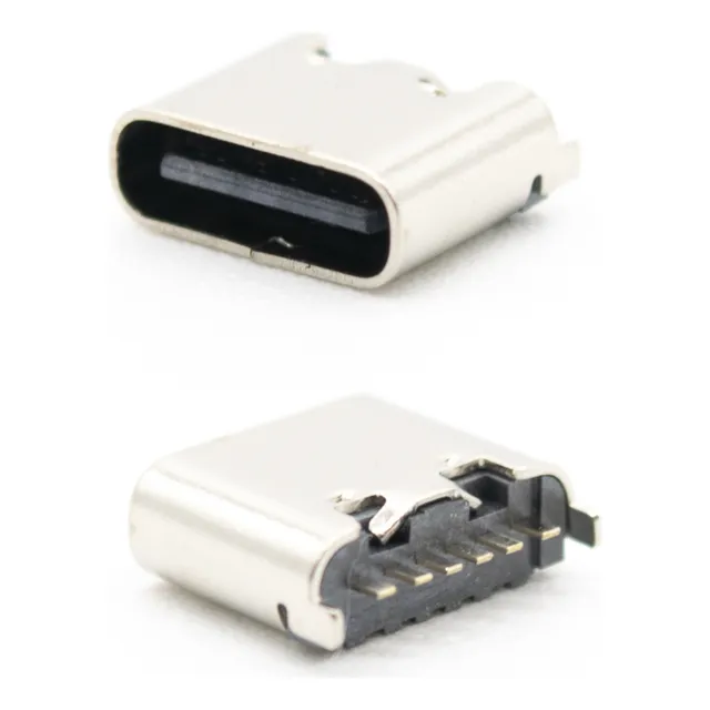 2 Conectores Usb Tipo C Para Chasis 6 Pines Pc Board Smd