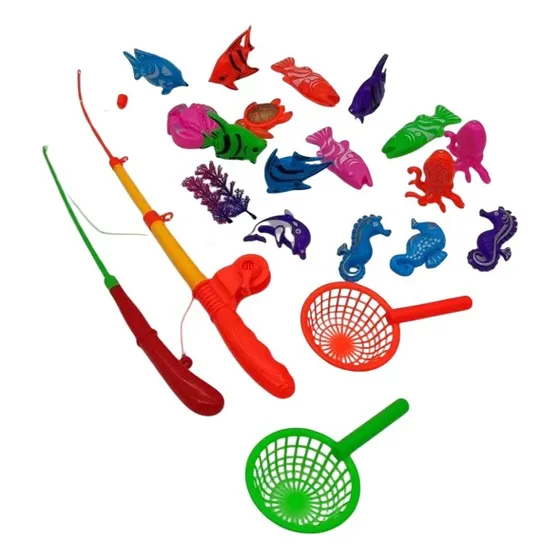 Pack Pesca Milagrosa Juego Con 16 Peces + 2 Cañas + 2 Mallas